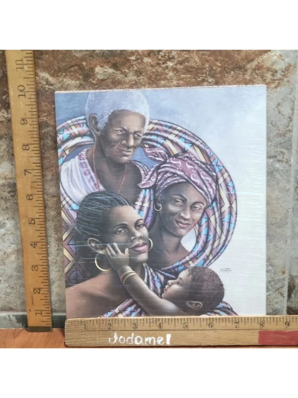 Vintage Unframed Four Generations Women Baby Art Print 1995 Mira Pio
